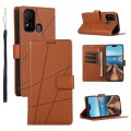 For Itel P37 PU Genuine Leather Texture Embossed Line Phone Case(Brown)