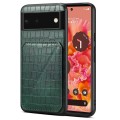 For Google Pixel 6 Denior Crocodile Texture Holder Electroplating Phone Case(Green)