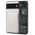 For Google Pixel 6 Pro Denior Crocodile Texture Holder Electroplating Phone Case(White)