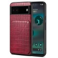 For Google Pixel 6a Denior Crocodile Texture Holder Electroplating Phone Case(Red)