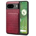 For Google Pixel 7 Denior Crocodile Texture Holder Electroplating Phone Case(Red)