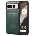 For Google Pixel 7 Pro Denior Crocodile Texture Holder Electroplating Phone Case(Green)