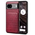 For Google Pixel 7a Denior Crocodile Texture Holder Electroplating Phone Case(Red)