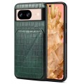 For Google Pixel 8 Denior Crocodile Texture Holder Electroplating Phone Case(Green)