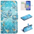 For Huawei P20 Pro Oil Embossed 3D Drawing Leather Phone Case(Blue Butterflies)