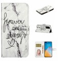 For Huawei P40 Oil Embossed 3D Drawing Leather Phone Case(Words Marble)
