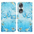 For Honor 90 Oil Embossed 3D Drawing Leather Phone Case(Blue Butterflies)