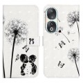 For Honor 90 Oil Embossed 3D Drawing Leather Phone Case(Couple Dandelion)