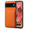 For Google Pixel 6 Denior Calf Texture Holder Electroplating Phone Case(Orange)