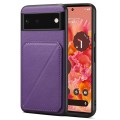 For Google Pixel 6 Denior Calf Texture Holder Electroplating Phone Case(Purple)
