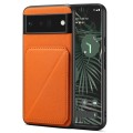 For Google Pixel 6 Pro Denior Calf Texture Holder Electroplating Phone Case(Orange)
