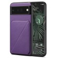 For Google Pixel 6 Pro Denior Calf Texture Holder Electroplating Phone Case(Purple)