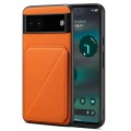 For Google Pixel 6a Denior Calf Texture Holder Electroplating Phone Case(Orange)