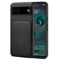 For Google Pixel 6a Denior Calf Texture Holder Electroplating Phone Case(Black)