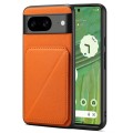 For Google Pixel 7 Denior Calf Texture Holder Electroplating Phone Case(Orange)