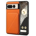 For Google Pixel 7 Pro Denior Calf Texture Holder Electroplating Phone Case(Orange)
