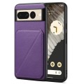 For Google Pixel 7 Pro Denior Calf Texture Holder Electroplating Phone Case(Purple)