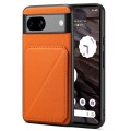 For Google Pixel 7a Denior Calf Texture Holder Electroplating Phone Case(Orange)