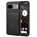 For Google Pixel 7a Denior Calf Texture Holder Electroplating Phone Case(Black)