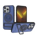 For iPhone 14 Pro Carbon Fiber Texture PC + TPU Phone Case with Metal Holder(Blue)
