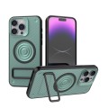 For iPhone 15 Pro Max Carbon Fiber Texture PC + TPU Phone Case with Metal Holder(Green)