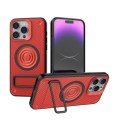 For iPhone 15 Pro Max Carbon Fiber Texture PC + TPU Phone Case with Metal Holder(Red)