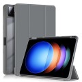 For Xiaomi Pad 6S Pro 12.4 Acrylic 3-Fold Solid Color Smart Leather Tablet Case(Grey)