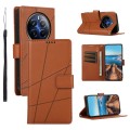 For Realme 12 Pro+ PU Genuine Leather Texture Embossed Line Phone Case(Brown)