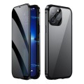 For iPhone 15 Pro Dual-Lock Anti-peeping Glass 360 Full Body Frosted Magnetic Phone Case(Black)