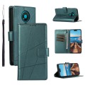 For Nokia 3.4 PU Genuine Leather Texture Embossed Line Phone Case(Green)