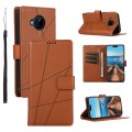 For Nokia C20 Plus PU Genuine Leather Texture Embossed Line Phone Case(Brown)