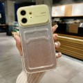 For iPhone 12 Large Window Gradient Glitter Phone Case with Card Slot(Yellow)