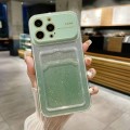 For iPhone 11 Pro Large Window Gradient Glitter Phone Case with Card Slot(Green)