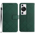 For Huawei P60 / P60 Pro Rhombic Grid Texture Leather Phone Case(Green)