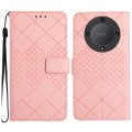For Honor X9b Rhombic Grid Texture Leather Phone Case(Pink)