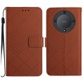 For Honor X9a / Magic5 Lite 5G Rhombic Grid Texture Leather Phone Case(Brown)