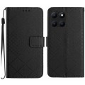 For Honor X6a Rhombic Grid Texture Leather Phone Case(Black)