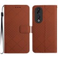 For Honor 90 Rhombic Grid Texture Leather Phone Case(Brown)