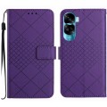 For Honor 90 Lite Rhombic Grid Texture Leather Phone Case(Purple)
