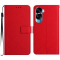 For Honor 90 Lite Rhombic Grid Texture Leather Phone Case(Red)