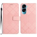 For Honor 90 Lite Rhombic Grid Texture Leather Phone Case(Pink)