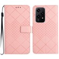 For Honor 200 Lite Rhombic Grid Texture Leather Phone Case(Pink)