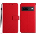 For Google Pixel 7a Rhombic Grid Texture Leather Phone Case(Red)