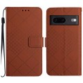 For Google Pixel 7a Rhombic Grid Texture Leather Phone Case(Brown)