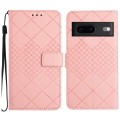 For Google Pixel 7a Rhombic Grid Texture Leather Phone Case(Pink)