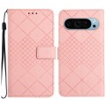 For Google Pixel 9 Pro Rhombic Grid Texture Leather Phone Case(Pink)