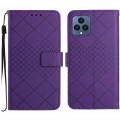 For T-Mobile Revvl 6 5G / T Phone 5G Rhombic Grid Texture Leather Phone Case(Purple)