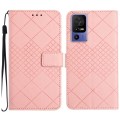 For TCL 40 SE Rhombic Grid Texture Leather Phone Case(Pink)