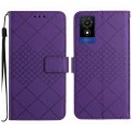 For TCL 502 Rhombic Grid Texture Leather Phone Case(Purple)