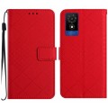 For TCL 502 Rhombic Grid Texture Leather Phone Case(Red)